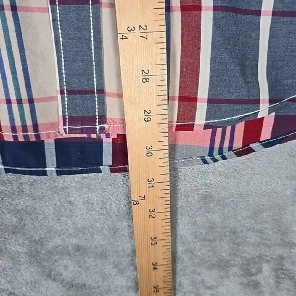 American Rag Shirt Mens Large Red Blue Tartan Plaid Button Up Long Sleeve Casual